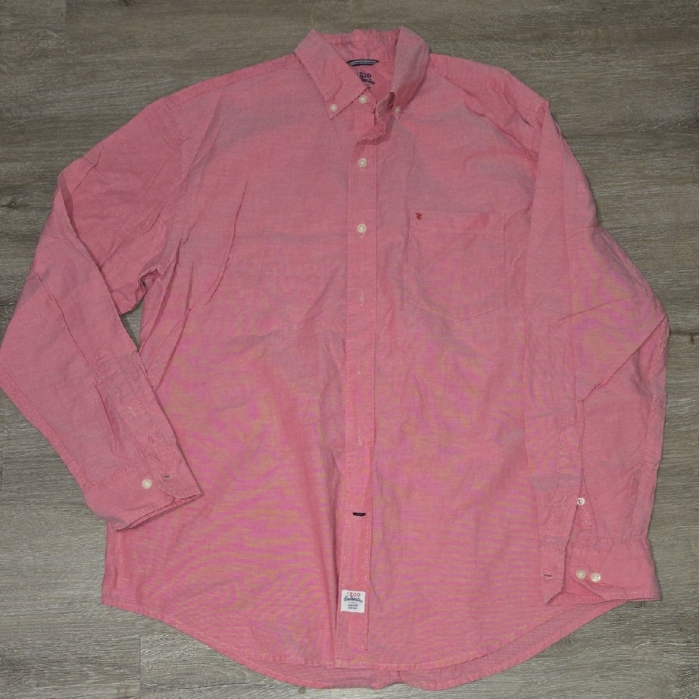 Izod Men's Casual Pink Button-Down Shirt, 100% Cotton